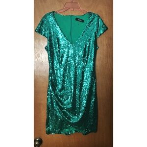 Lulu's Green Sequin Mini Dress